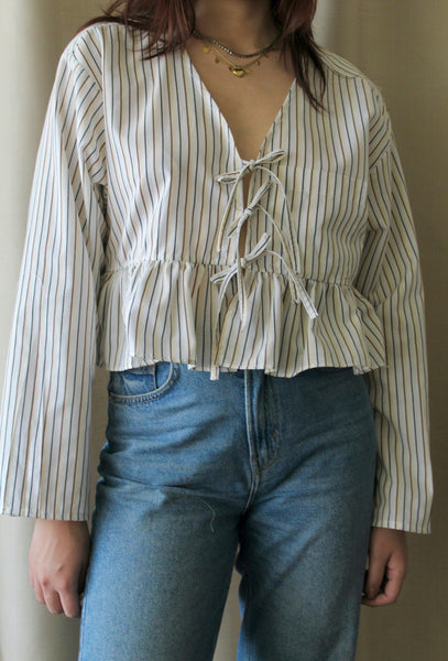 Reworked tie up shirt