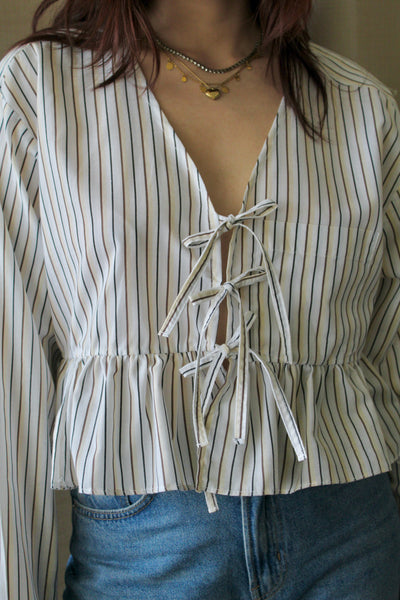 Reworked tie up shirt