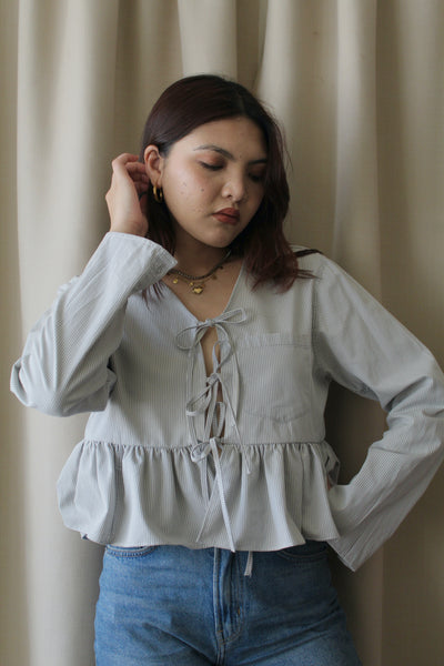 Reworked tie up shirt